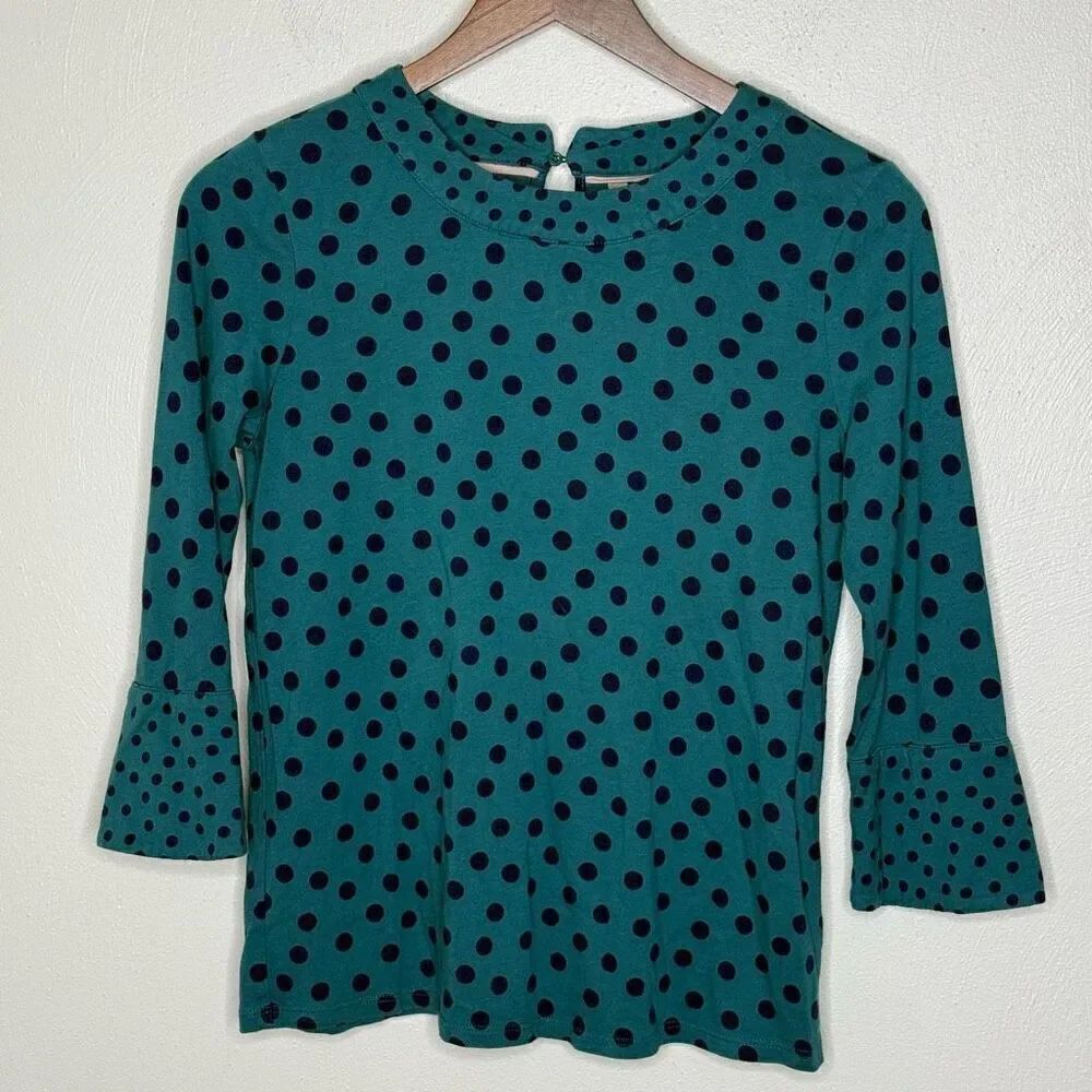 Boden Althea High Neck Flared Sleeve Polka Dot Blouse - Women’s US 4